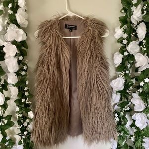 Faux yak fur vest